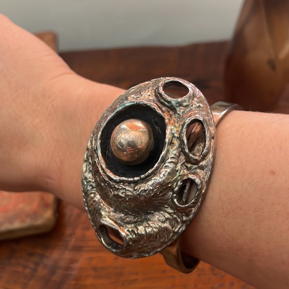 Rare Vintage Erik Dennung Sterling Silver Oyster w/Pearl bracelet - NOS